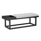Black/Grey Upholstered Wood Storage Bench, 1-Person