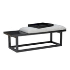 Black/Grey Upholstered Wood Storage Bench, 1-Person