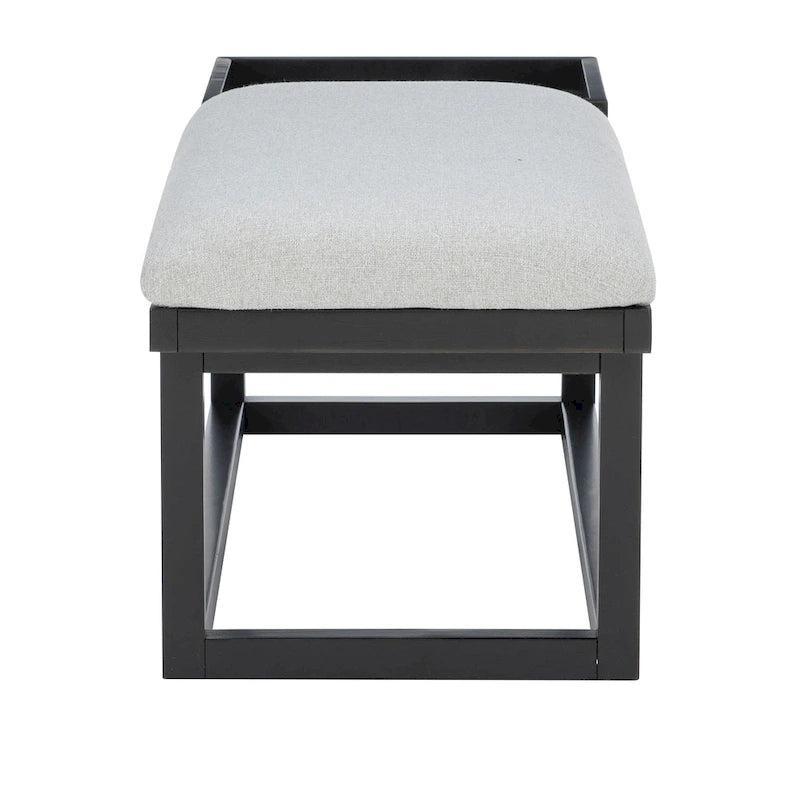 Black/Grey Upholstered Wood Storage Bench, 1-Person