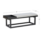 Black/Grey Upholstered Wood Storage Bench, 1-Person
