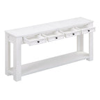 Consolle bianco antico/tortora/blu scuro con cassetti e ripiano inferiore, per 1 persona