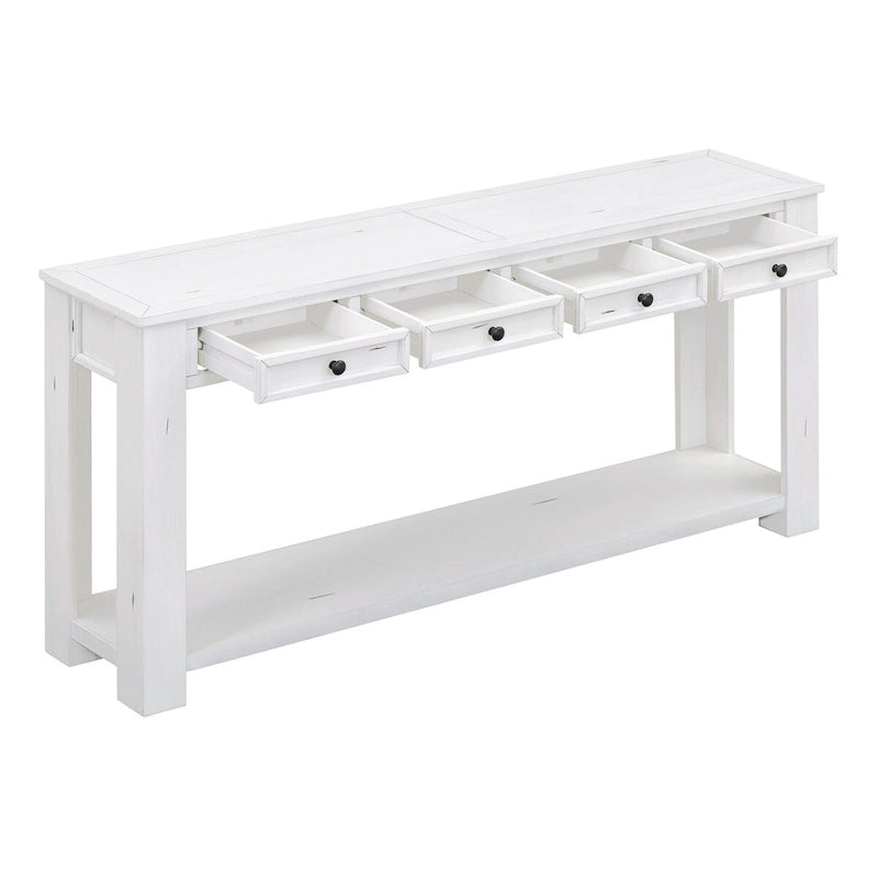 Consolle bianco antico/tortora/blu scuro con cassetti e ripiano inferiore, per 1 persona