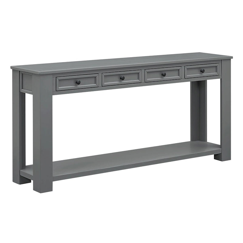 Consolle bianco antico/tortora/blu scuro con cassetti e ripiano inferiore, per 1 persona