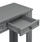 Consolle bianco antico/tortora/blu scuro con cassetti e ripiano inferiore, per 1 persona