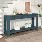 Consolle bianco antico/tortora/blu scuro con cassetti e ripiano inferiore, per 1 persona