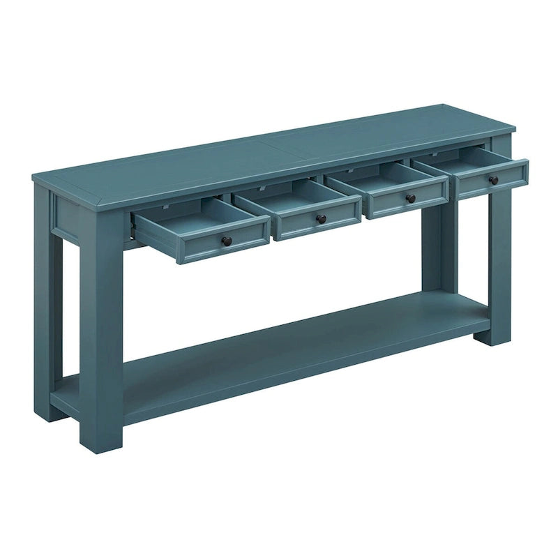 Consolle bianco antico/tortora/blu scuro con cassetti e ripiano inferiore, per 1 persona