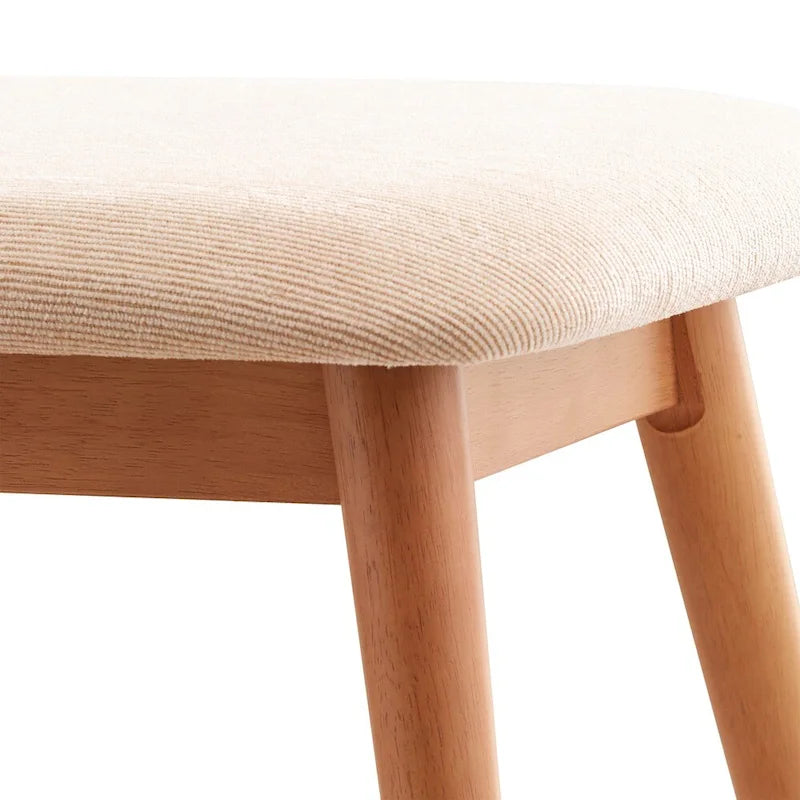Natural / Brown Mid-Century Upholstered Dining Bench, Seats 1
