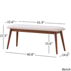 Natural / Brown Mid-Century Upholstered Dining Bench, Seats 1