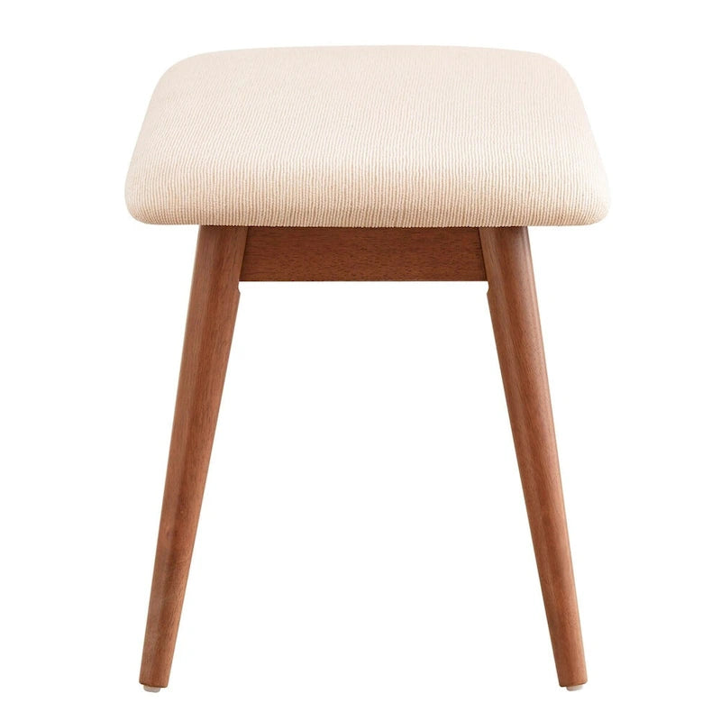 Natural / Brown Mid-Century Upholstered Dining Bench, Seats 1