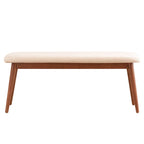 Natural / Brown Mid-Century Upholstered Dining Bench, Seats 1