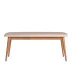 Natural / Brown Mid-Century Upholstered Dining Bench, Seats 1