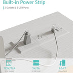 White 39" Single Computer Desk with Power Outlet
