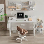 White 39" Single Computer Desk with Power Outlet